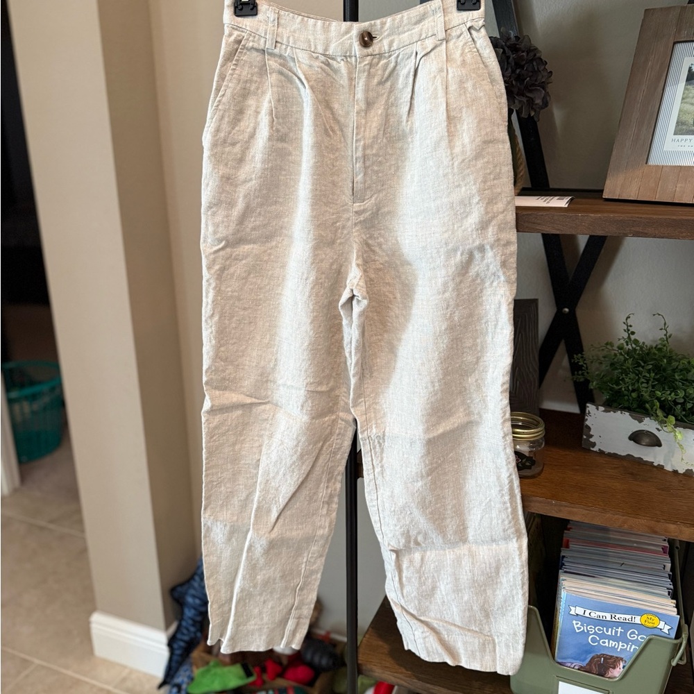 Reformation Women’s Light Tan Linen Trousers